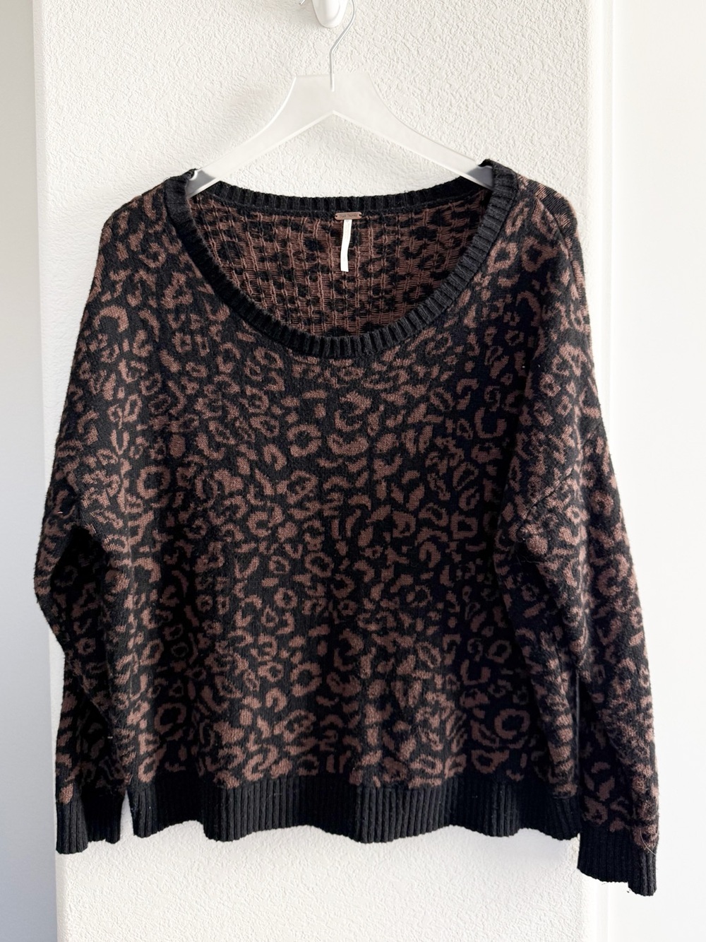 Free People Leopard Crewneck Sweater in Brown and Black - Picture 2 of 7